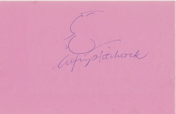 Alfred Hitchcock signed autograph page.