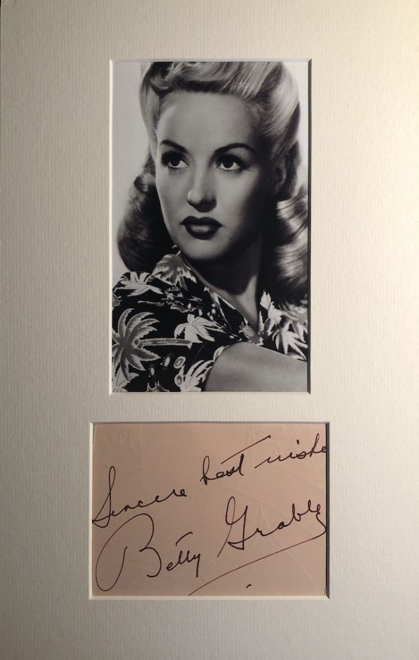 Betty Grable Autograph Mounted