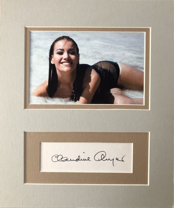 Claudine Auger Autograph Page Mounted
